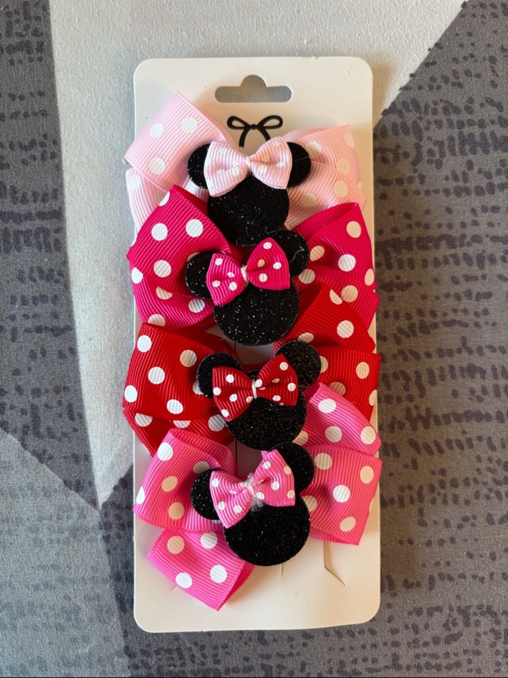 Polka Dot Minnie Mouse Style Hair Bows - Pink & Red